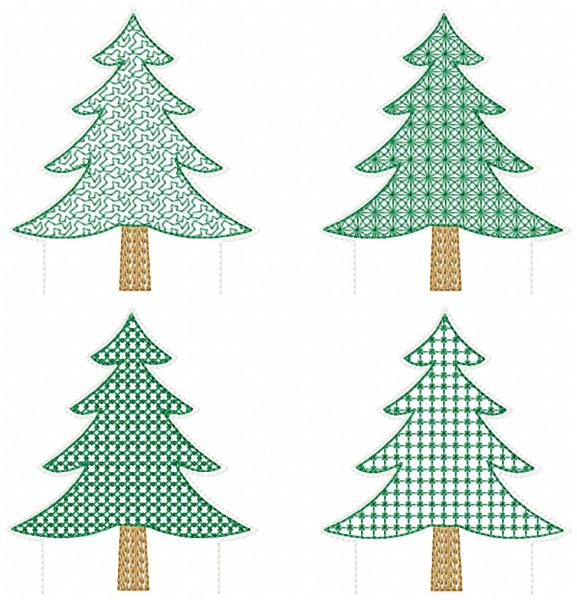 Preview: 4 ITH-Stickdateien LED-Teelicht-Cover für 10 x 10 cm Stickrahmen 4 Tannen Set Nr. 2